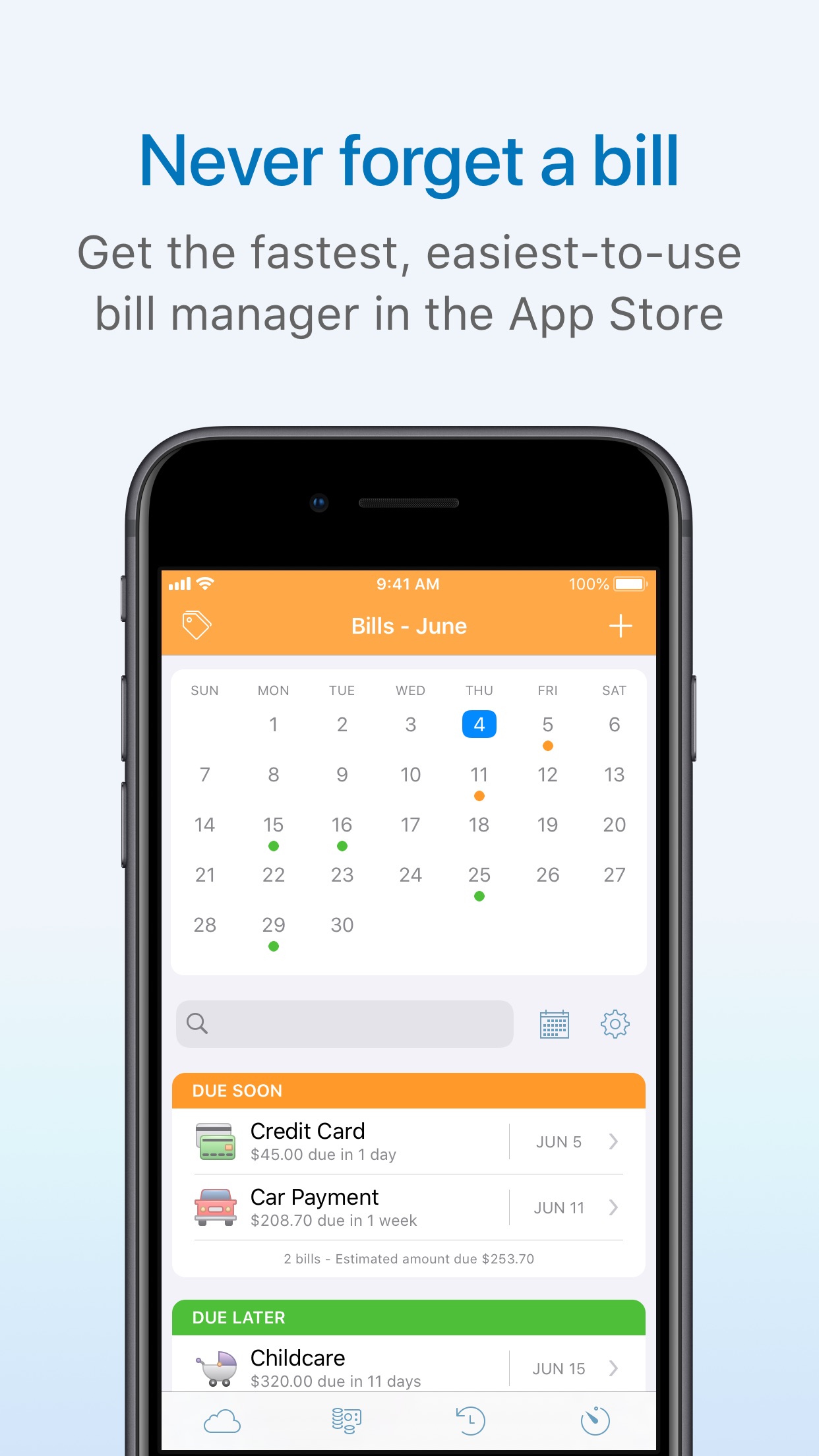 Screenshot do app Chronicle - Bill Organizer