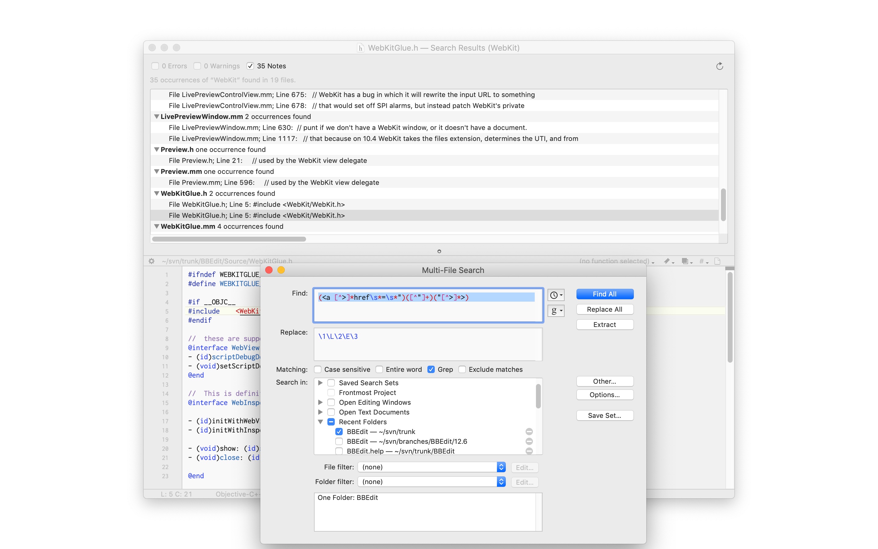 Screenshot do app BBEdit