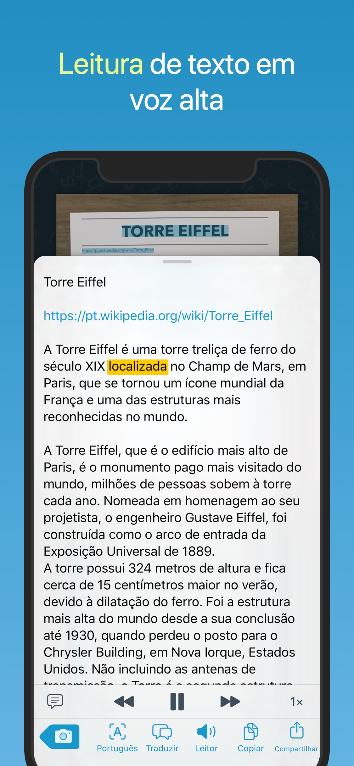 Screenshot do app Prizmo Go › Text Grabber