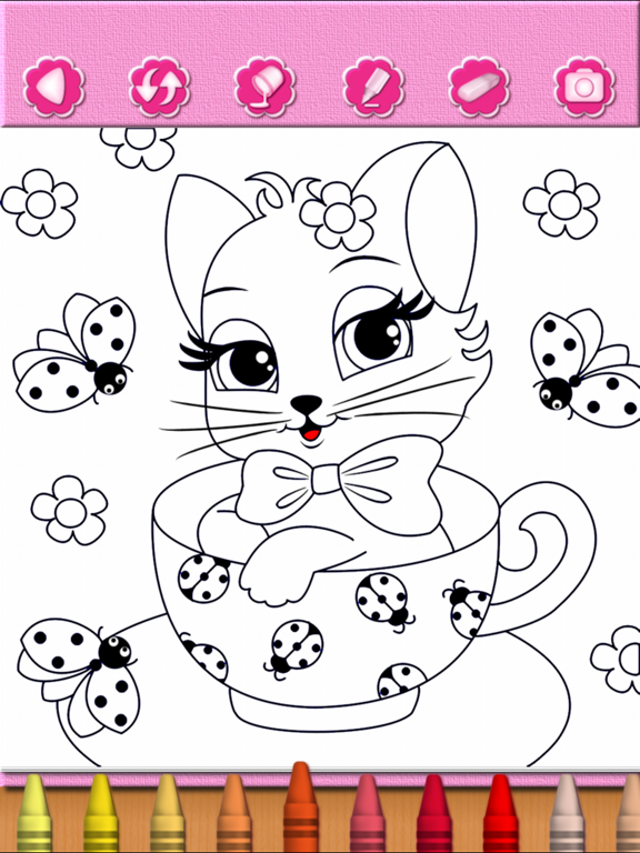 Coloring Pages: Cute Cat Kitty Kitten Coloring Book - Educational Learning Games For Kids & Toddler screenshot