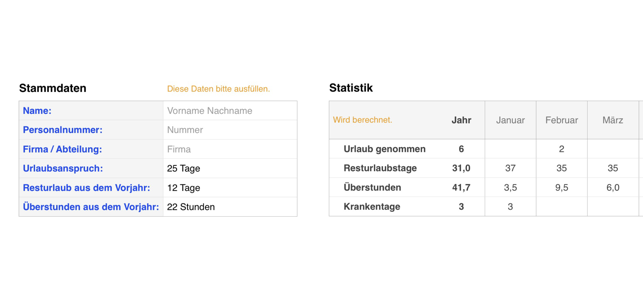 Zeiterfassung 2020 für Numbers(圖4)-速報App