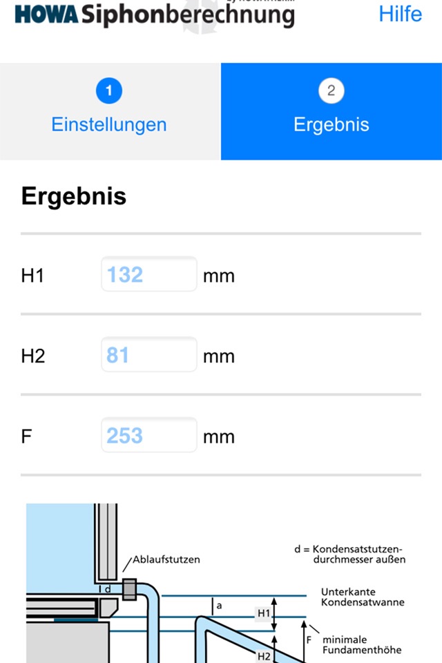 HOWATHERM Siphonberechnung screenshot 2