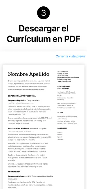 Captura 3 Currículum Vitae: Crear tu CV iphone