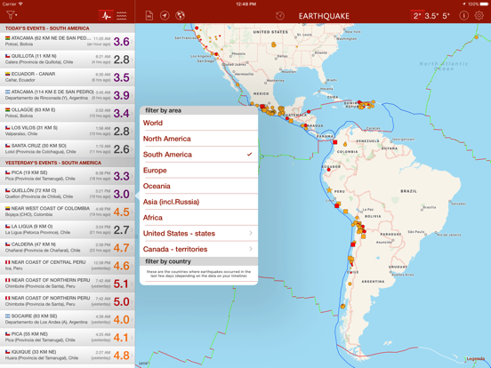 Earthquake - alerts and map screenshot