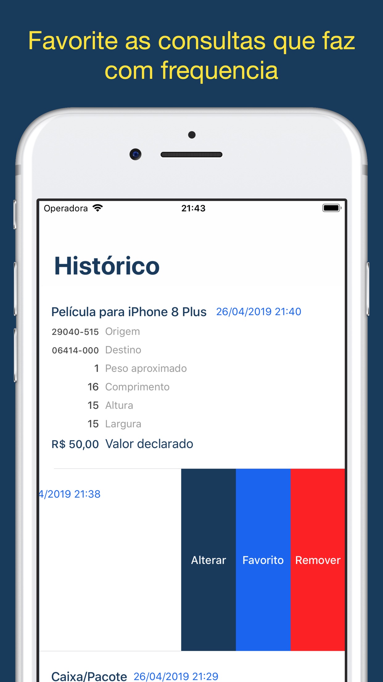 Screenshot do app Calcula Frete dos Correios