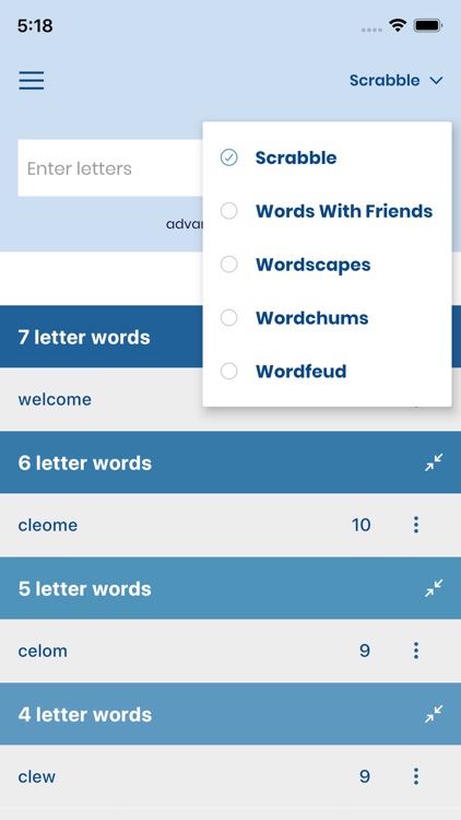 WordFinder: Unscramble words