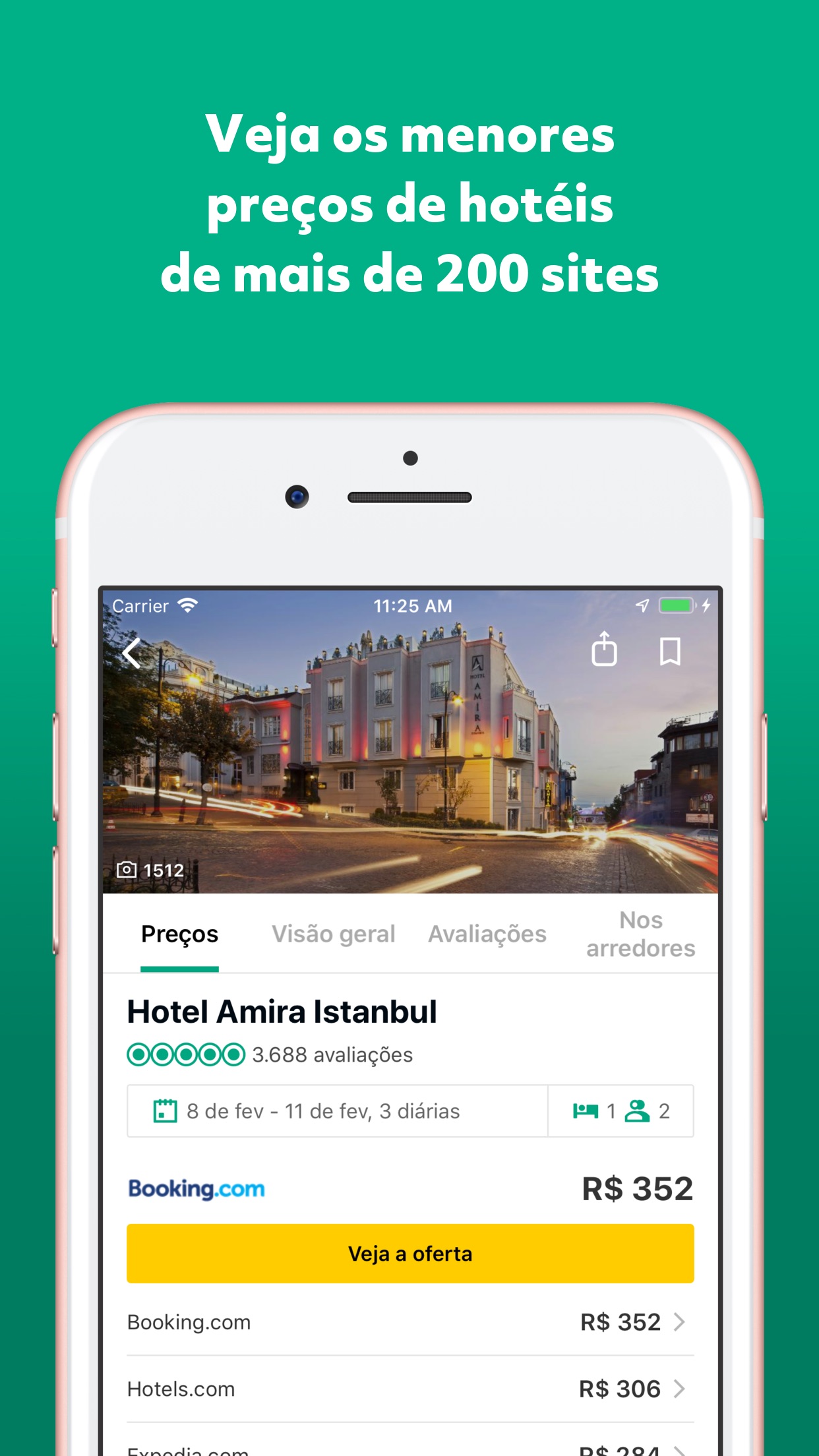 Screenshot do app TripAdvisor: hotéis, voos