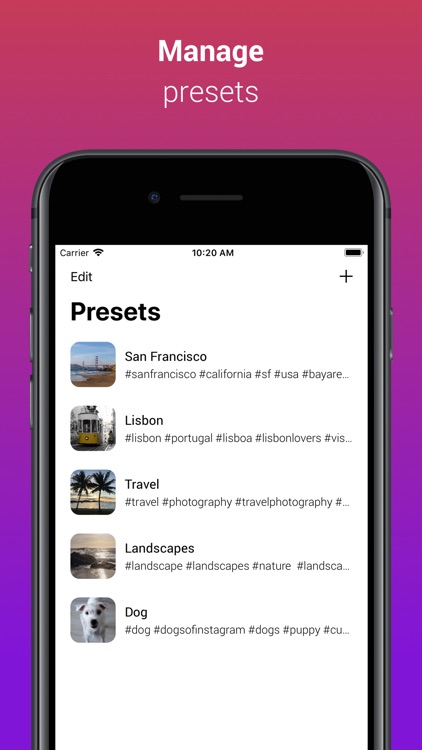 InstaTag - #hashtag Manager