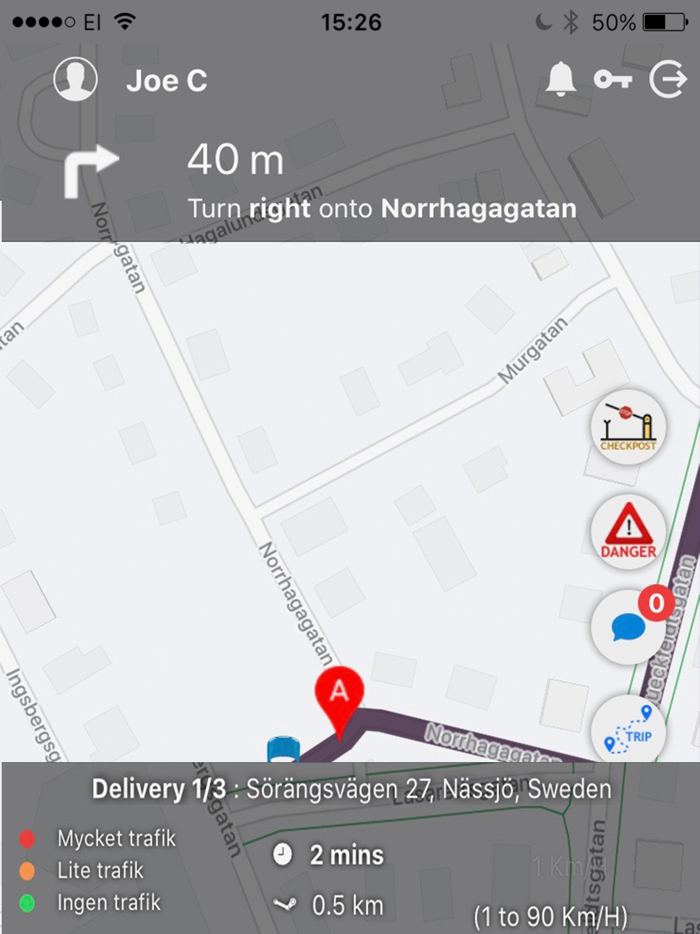 Trackivate chaufför