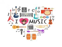 The MusicInstrumentsLTG is a small sticker, which are show the 50 Music Instruments LTG sticker in cartoon