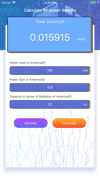 Calculate RF power density