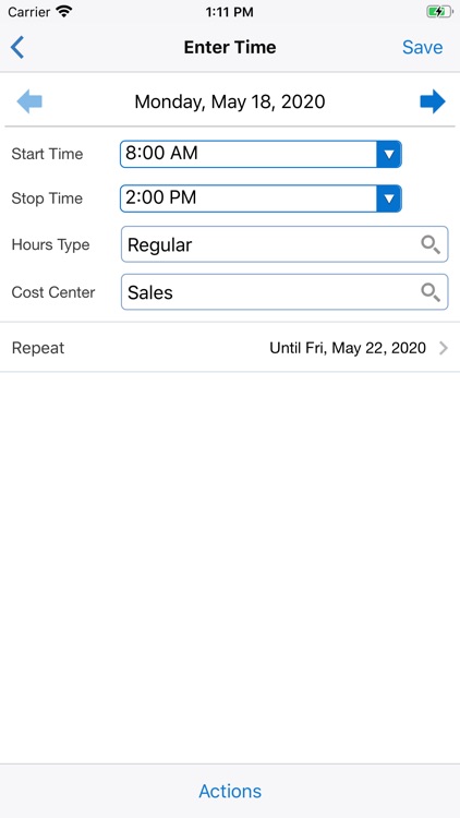 Timecards for EBS