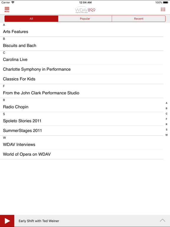 WDAV Classical Public Radio App screenshot