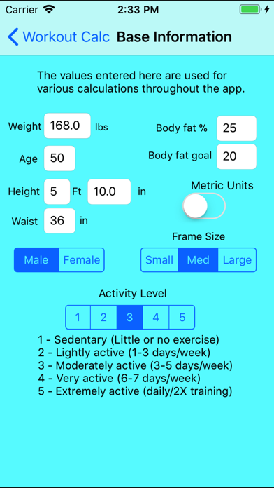 Screenshot #1 pour Workout Calc Pro