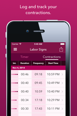 Labor Signs Contraction Timer screenshot 2