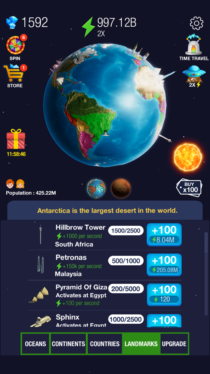Idle World - Planet Miner iOS Mod IPA screenshot 4 - iOS game interface