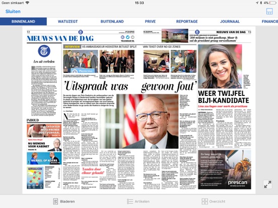 De Telegraaf Krant iPad app afbeelding 2