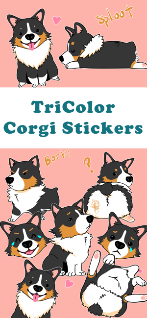 TriColor Corgi Stickers