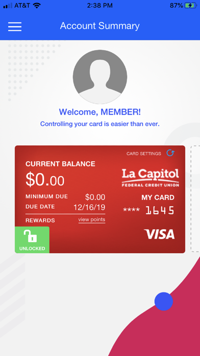 La Capitol FCU Card Manager screenshot 2