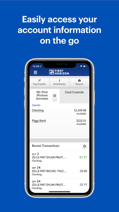 First Horizon Mobile Banking review screenshots