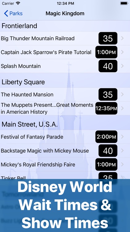 Wait Times for Disney World