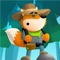 The clever little explorer Fox carried his travel bag and started its jungle adventure