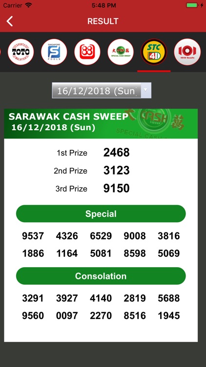 Sweep result sarawak