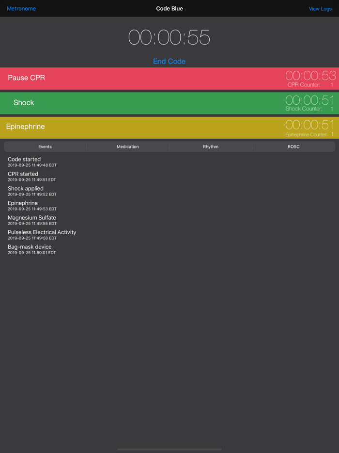 Code Blue CPR Event Timer