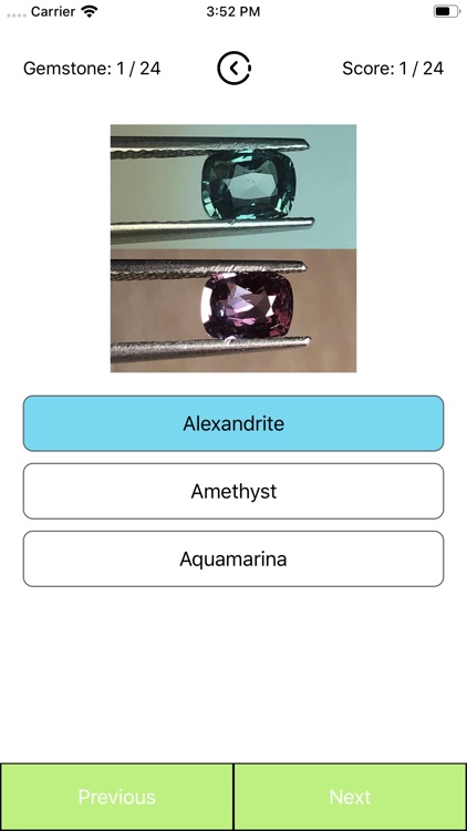 Gemstone flashcard quiz