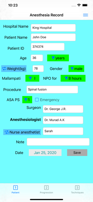 Anesthesia Record