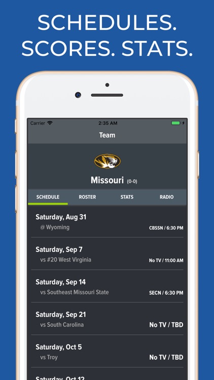 Missouri Football Schedules