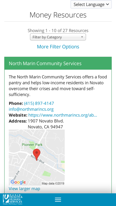 Marin Community Resource Guide screenshot 2