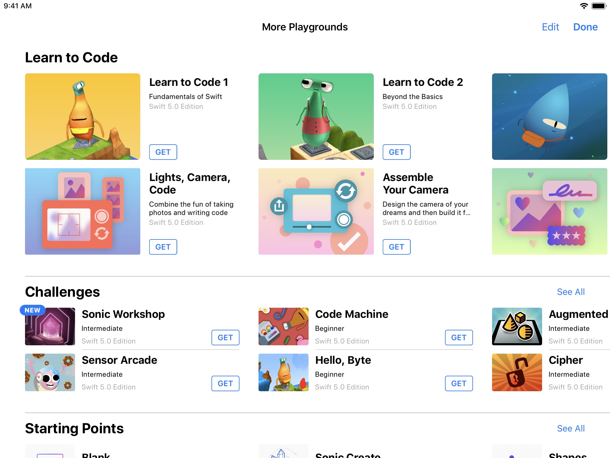 Screenshot do app Swift Playgrounds