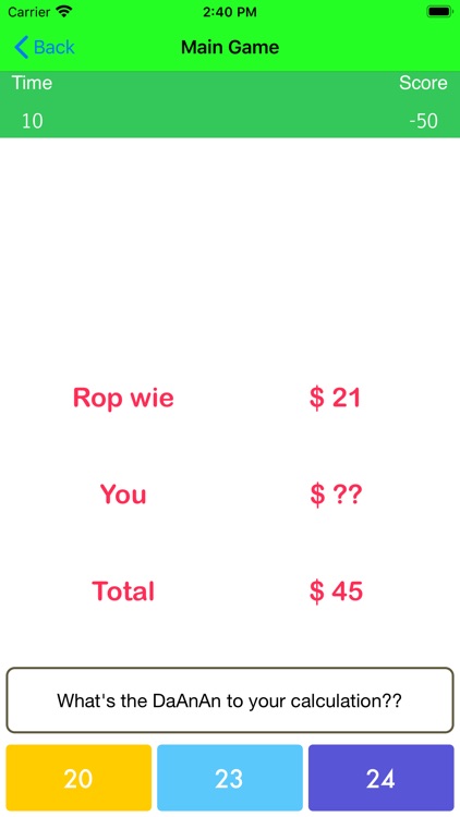 Calculation MoneyDab