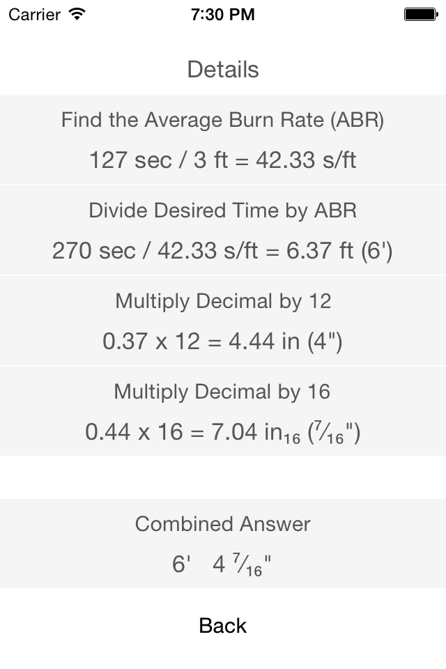 Time Fuse Calculator screenshot 2