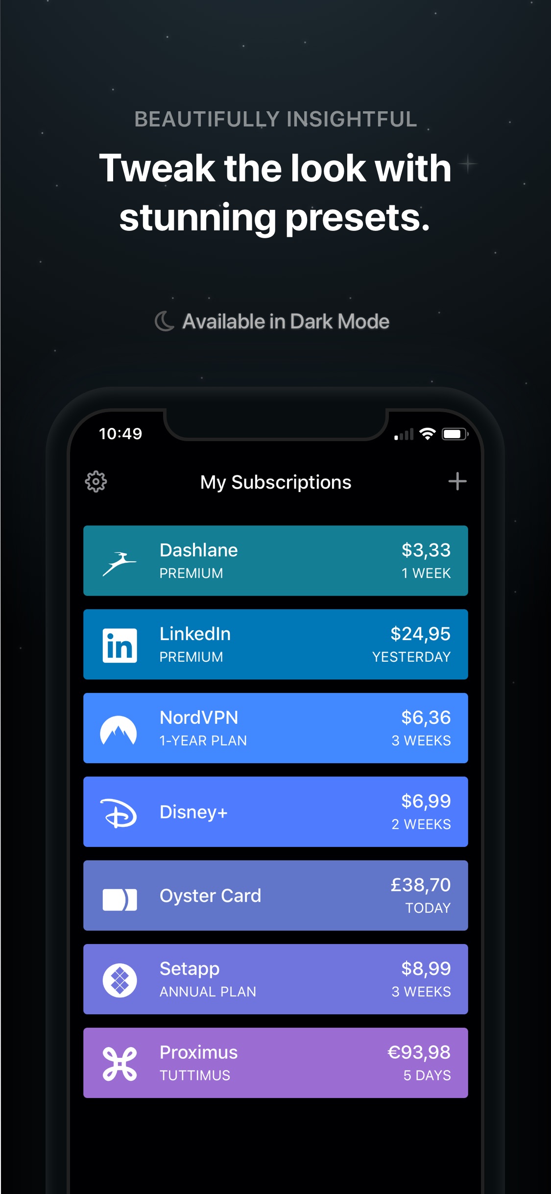 Screenshot do app Bobby - Track subscriptions