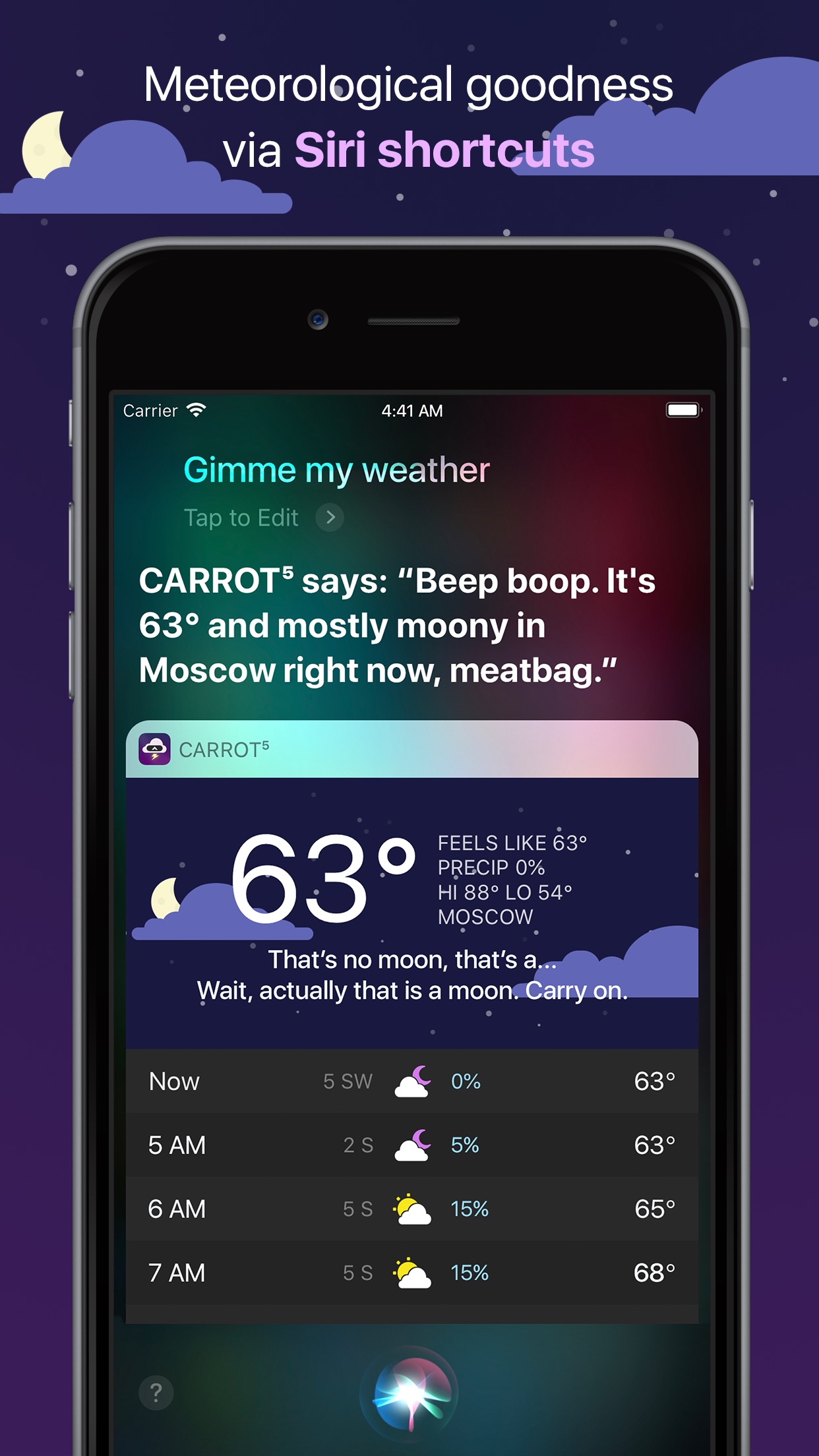 Screenshot do app CARROT Weather