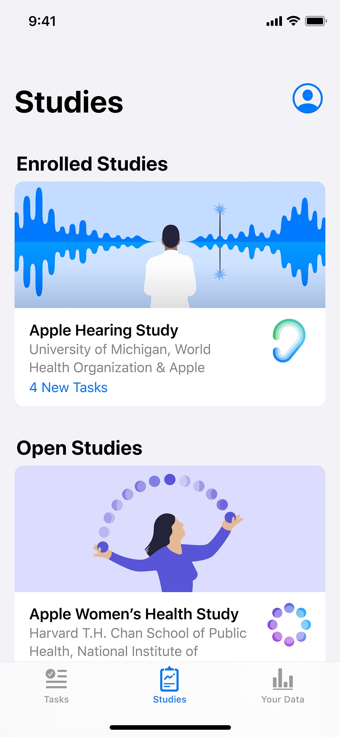 Screenshot do app Apple Research