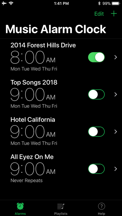 Music Alarm Clock. Screenshot 1