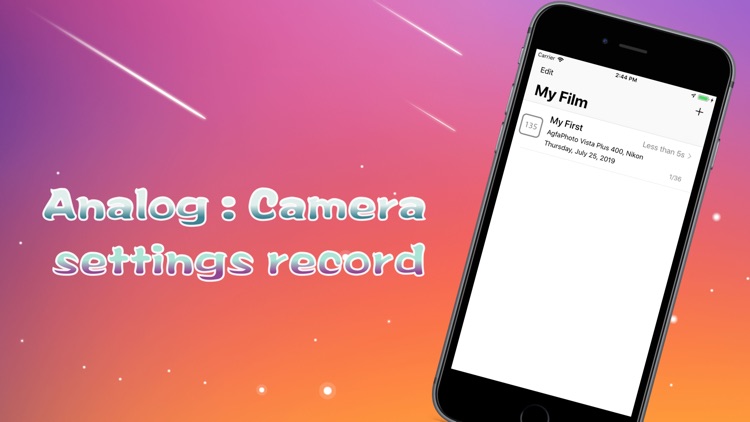 Analog:Camera settings record
