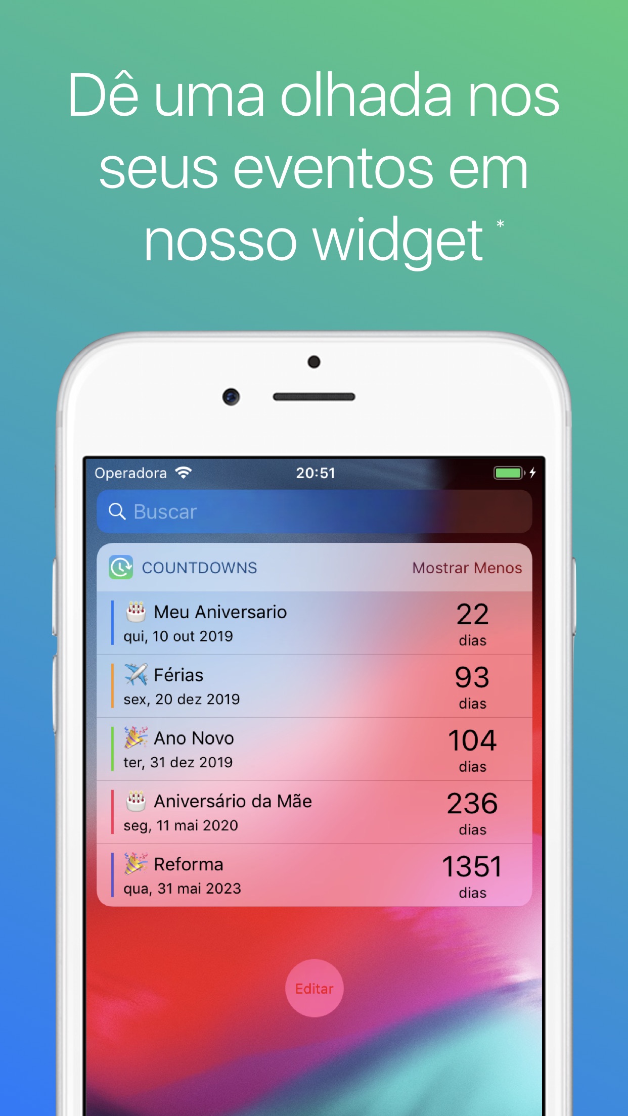 Screenshot do app Contagem Regressiva ◎