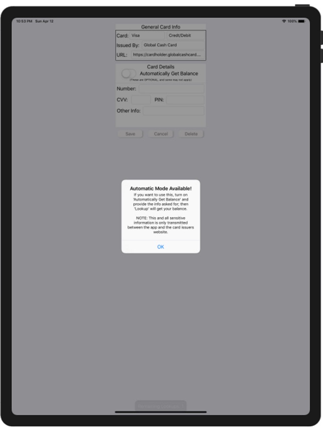 Prepaid Credit Card Balances on the App Store
