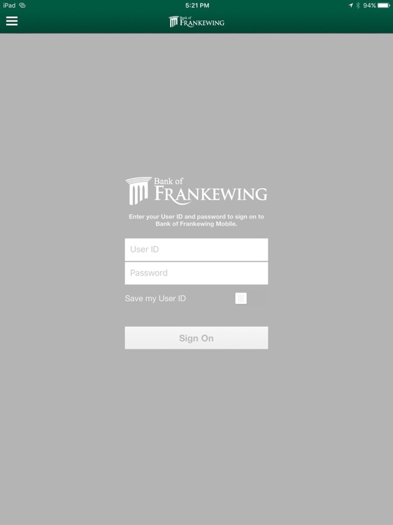 Bank of Frankewing for iPad