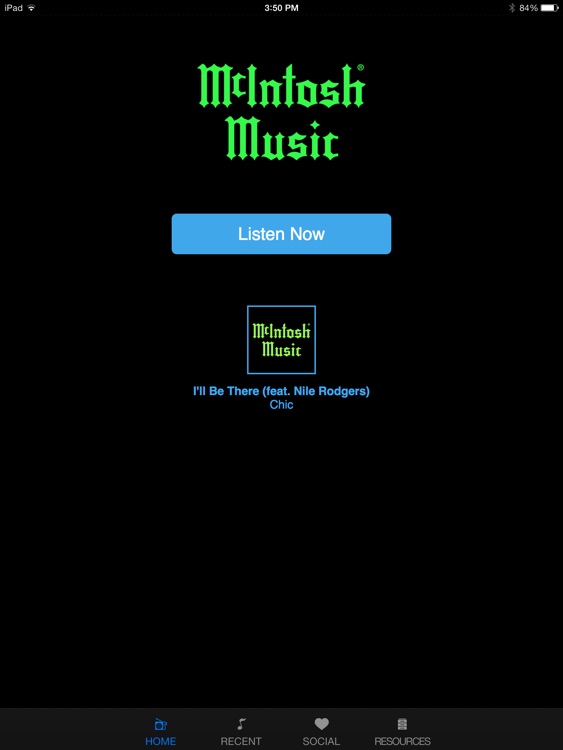 McIntosh Music Stream for iPad