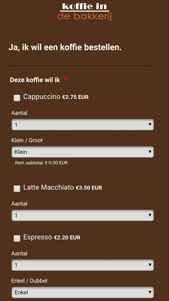 Koffie in de bakkerij