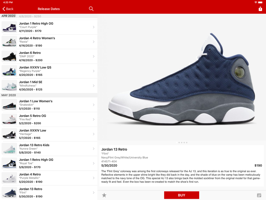 sneaker app release dates