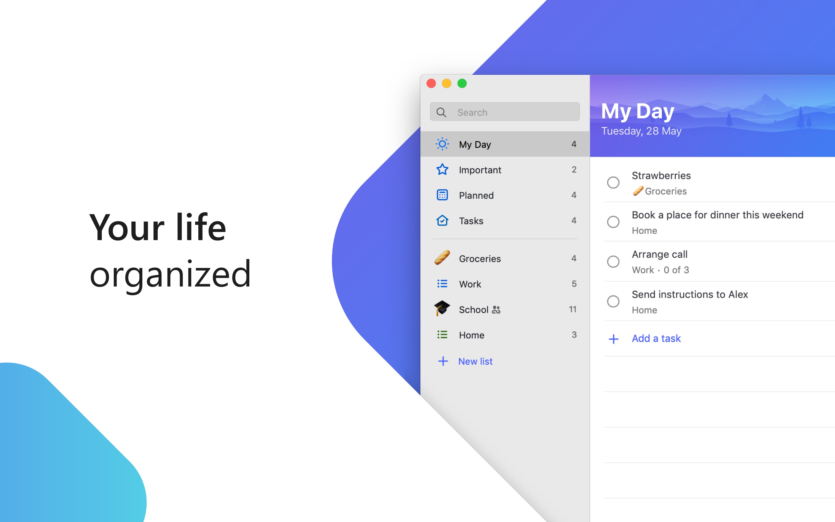 Screenshot do app Microsoft To-Do