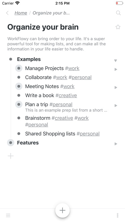WorkFlowy: Note, List, Outline