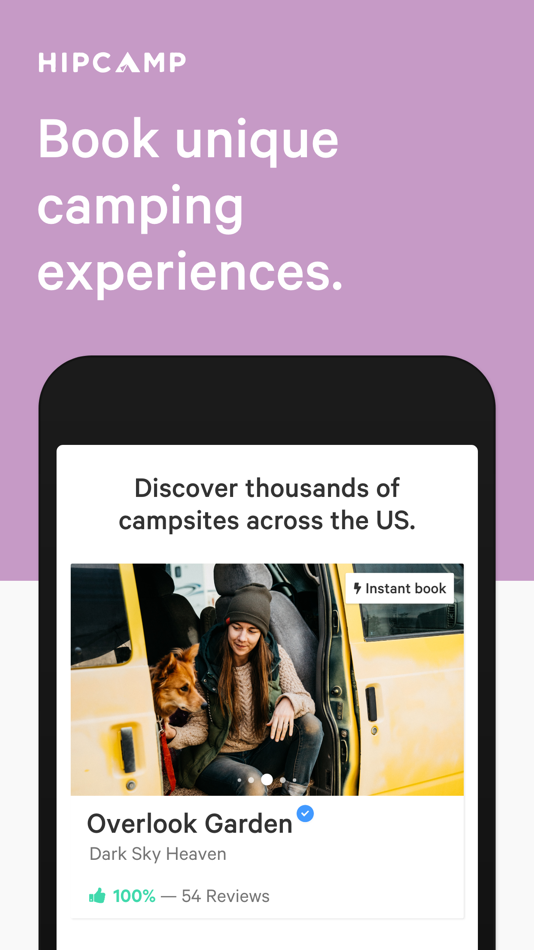 Camp приложение. Hipcamp.