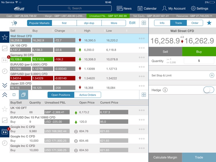 FXFlat MobileTrader for iPad